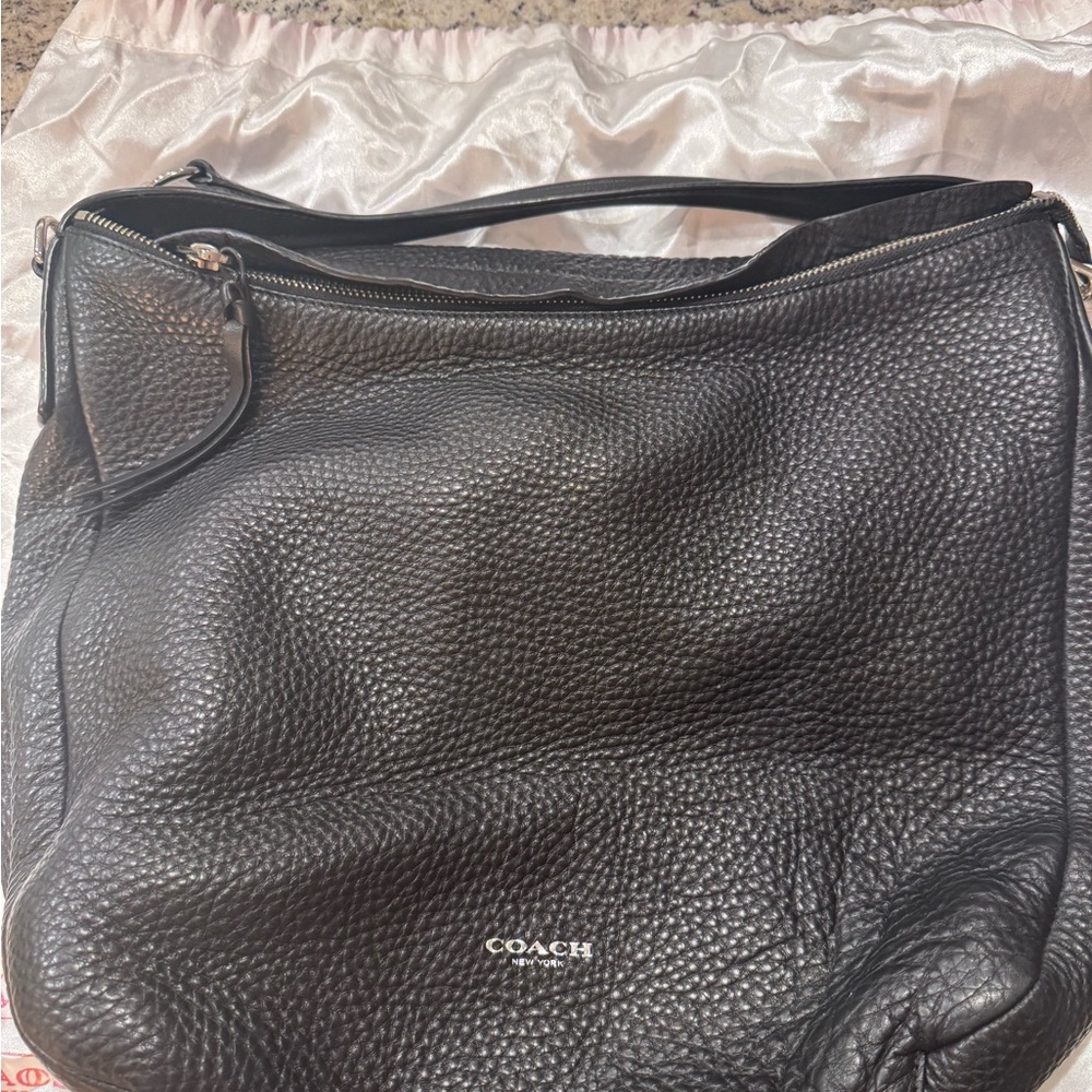 Coach Pebbled Black Leather Hobo Bag